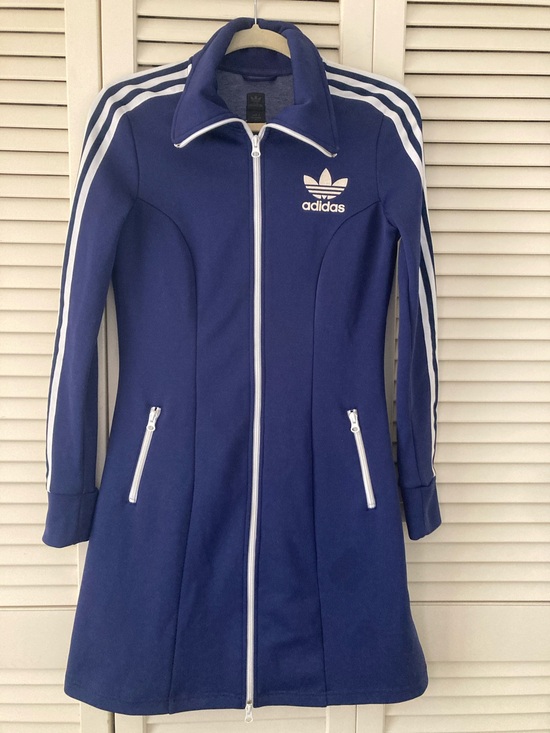adidas Dresses & Skirts - adidas Europa Navy Blue Vintage Y2K Track Zip Dress/Coat 💙